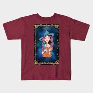 Purple hair aquarius witch Kids T-Shirt